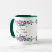 Mug Script floral d'aquarelle moderne élégante grand-m (Devant gauche)
