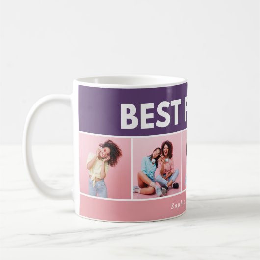 Mug Script girly multi photo moderne à la mode meilleu (Gauche)