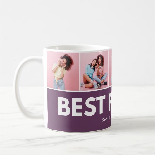 Mug Script girly multi photo moderne à la mode meilleu (Gauche)