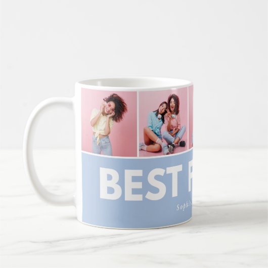 Mug Script girly multi photo moderne à la mode meilleu (Gauche)