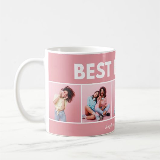 Mug Script girly multi photo moderne à la mode meilleu (Gauche)