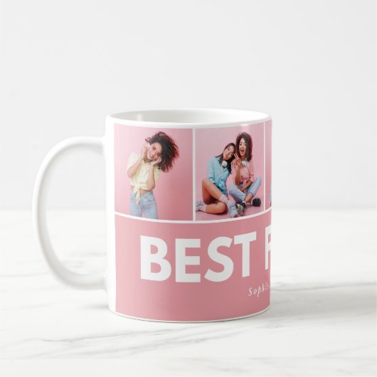 Mug Script girly multi photo moderne à la mode meilleu (Gauche)