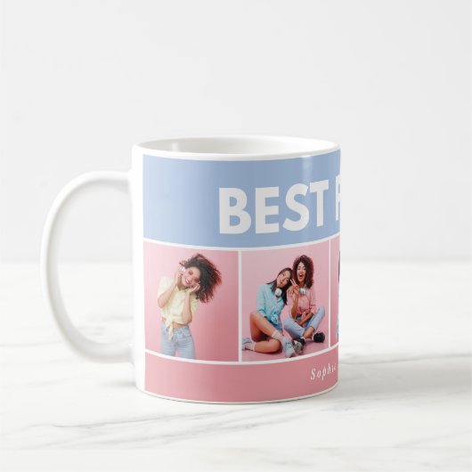 Mug Script girly multi photo moderne à la mode meilleu (Gauche)