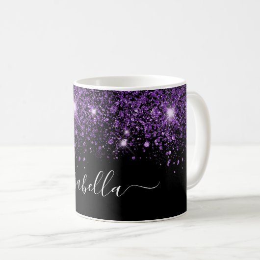 Mug Script glam de nom de parties scintillant violet n (Devant droit)