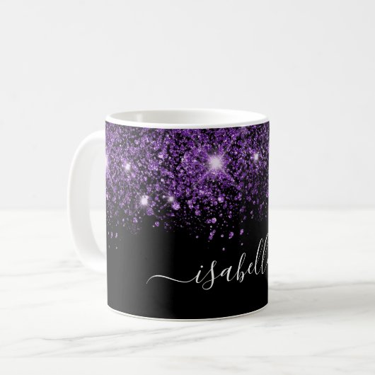 Mug Script glam de nom de parties scintillant violet n (Devant gauche)