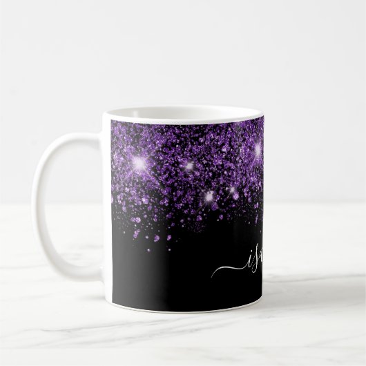 Mug Script glam de nom de parties scintillant violet n (Gauche)
