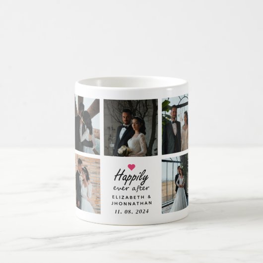 Mug Script Happily Ever Après Pink Heart Photo Collage (Centre)