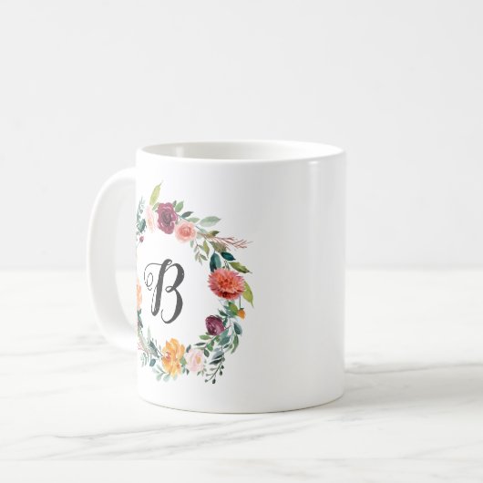 Mug Script initial de germe rose de Bourgogne (Devant gauche)