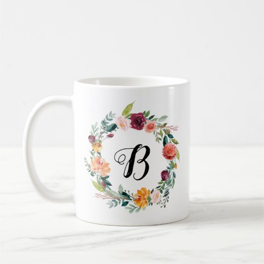 Mug Script initial de germe rose de Bourgogne (Gauche)
