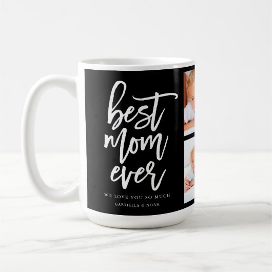 Mug Script manuscrit Best Mom Ever Photo Collage (Gauche)