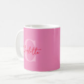 Mug Script manuscrit Quirky Whimsy Monogramme rose (Devant gauche)