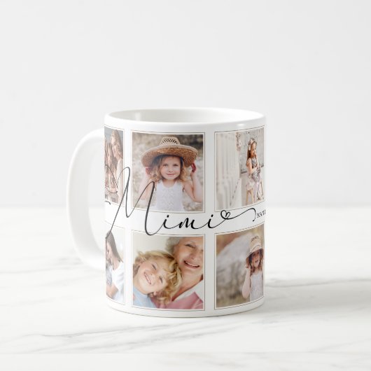 Mug Script Mimi moderne | Collage photo pour petits en (Devant gauche)