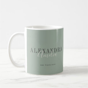 Mug Script minimaliste Boho Sage Green Custom Business