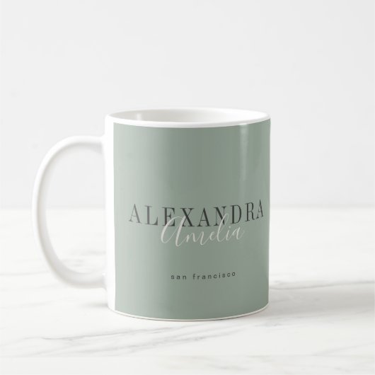 Mug Script minimaliste Boho Sage Green Custom Business (Gauche)