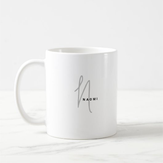 Mug Script minimaliste | Monogramme et nom personnalis (Gauche)
