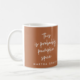Mug script moderne citrouille épices rouille café terr