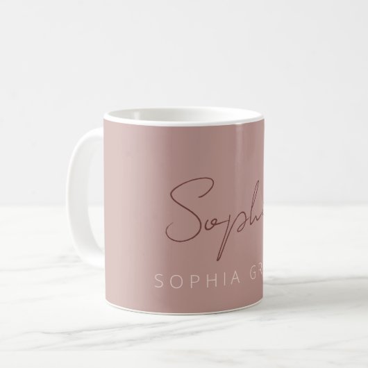 Mug Script moderne Dusty rose manuscrit fille (Devant gauche)