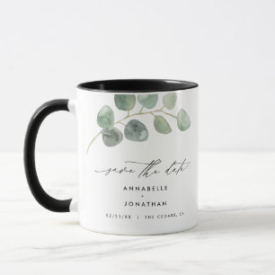 Mug Script moderne élégant vintage non photo eucalyptu
