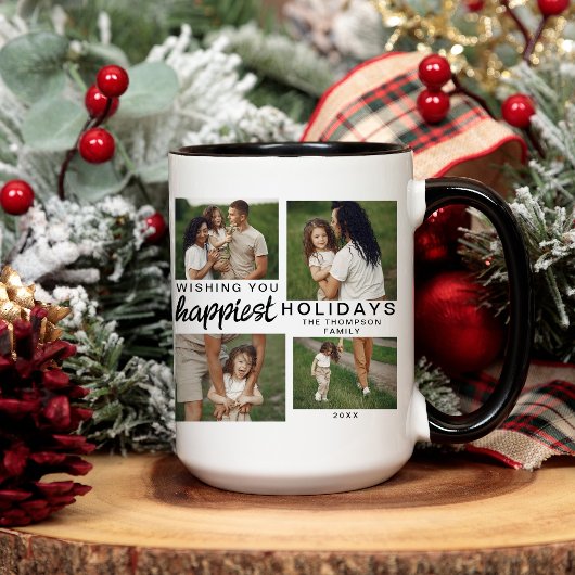 Mug Script moderne Famille Photo personnalisée Noël 20