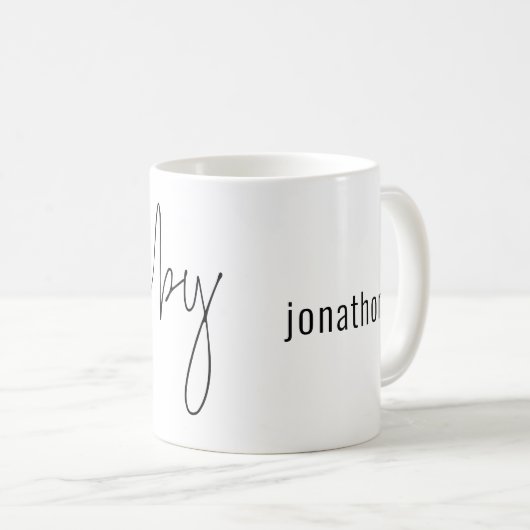 Mug Script moderne Hubby Nom noir blanc (Devant droit)