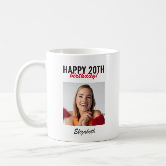 Mug Script moderne Joyeux anniversaire personnalisé ca (Gauche)