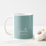 Mug Script moderne Monogramme Turquoise Mint Vert Nom<br><div class="desc">Script moderne Monogramme Turquoise Monnaie Vert Nom Café Mug</div>