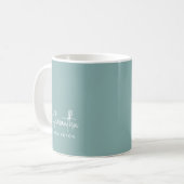Mug Script moderne Monogramme Turquoise Mint Vert Nom (Devant gauche)