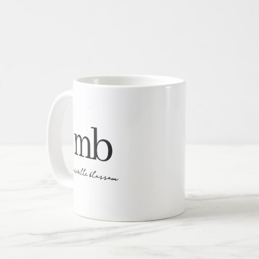 Mug Script moderne noir blanc tendance Monogramme init (Devant gauche)