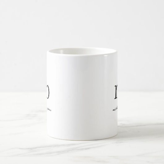 Mug Script moderne noir blanc tendance Monogramme init (Centre)