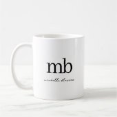 Mug Script moderne noir blanc tendance Monogramme init (Gauche)
