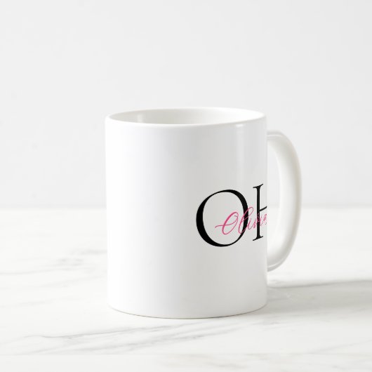 Mug Script moderne noir et rose Typographie classique (Devant droit)