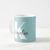 Mug Script Monogramme Chic Turquoise (Devant gauche)