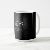 Mug Script monogramme noir gris moderne mignon (Devant droit)