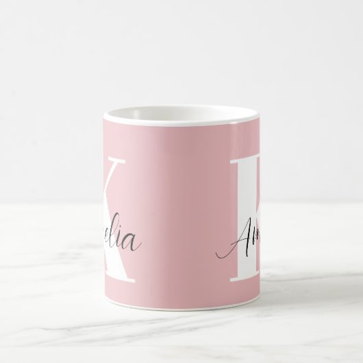 Mug Script Monogramme personnalisé rose (Centre)