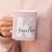 Mug Script Monogramme personnalisé rose