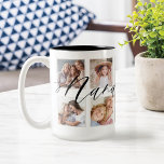 Mug Script Nana moderne | Collage photo pour petits en<br><div class="desc">Envoyez un beau cadeau personnalisé à votre grand-mère (Nana) qu'elle chérira pour toujours. Petits-enfants personnalisées spéciales photo collage tasse pour afficher vos propres photos et souvenirs de famille spéciaux. Notre design comprend un design simple de 10 photos collage grille avec "Nana" conçu dans un style de script noir manuscrit. Chaque...</div>