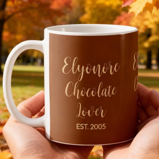 Mug Script Nom Personnalisé Amoureux de Chocolat Crème