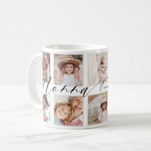 Mug Script Nonna moderne | Collage photo pour petits e (Devant gauche)