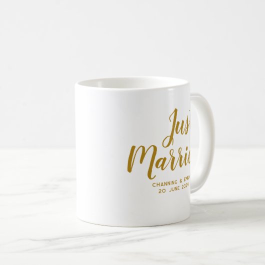 Mug Script Or Personnalisé Juste Marié (Devant droit)