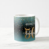 Mug Script Pailleté 50 & Fabuleux Turquoise Noir Ombré (Devant droit)