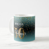 Mug Script Pailleté 50 & Fabuleux Turquoise Noir Ombré (Devant gauche)