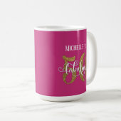 Mug Script Pailleté Or 50 & Fabuleux Sur Rose Chaud (Devant droit)