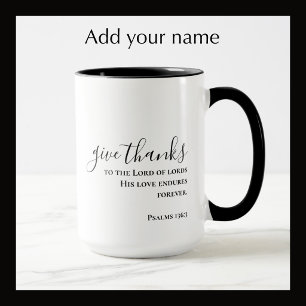 Mug Script personnalisé Give Thanks Chrétien