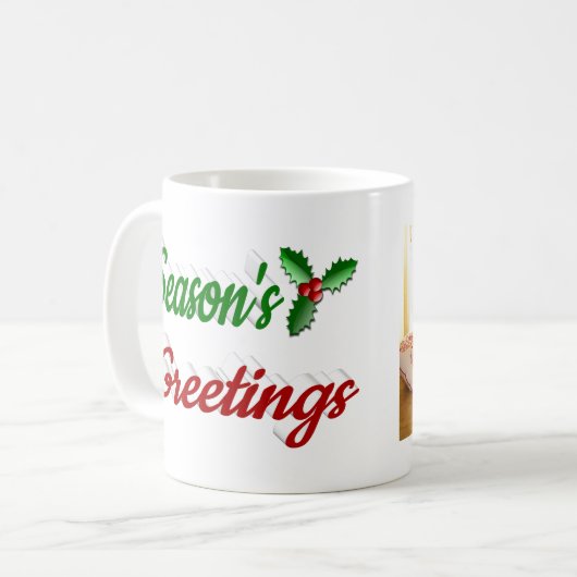 Mug Script photo de Noël Holly Joyeuses Fêtes (Devant gauche)