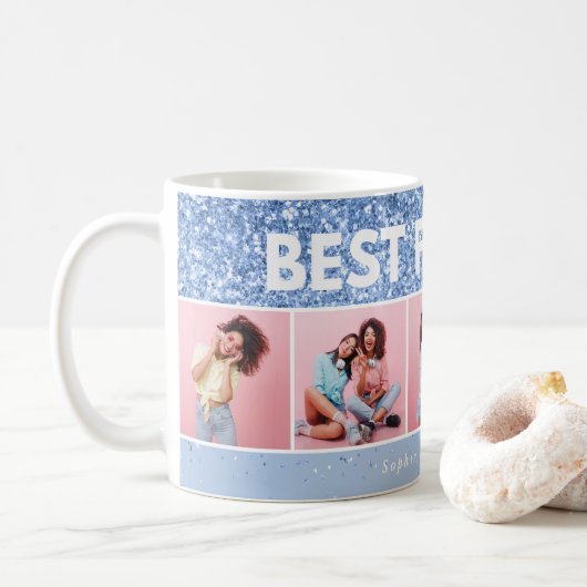 Mug Script photo girly moderne bleu parties scintillan (Avec donut)
