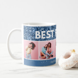 Mug Script photo girly moderne bleu parties scintillan
