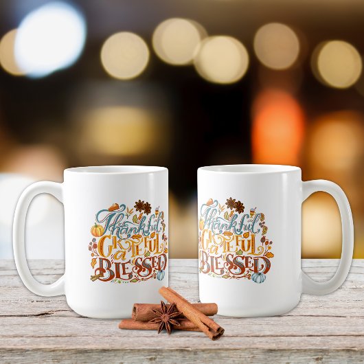 Mug Script Rétro Merci Grateful Monogramme béni