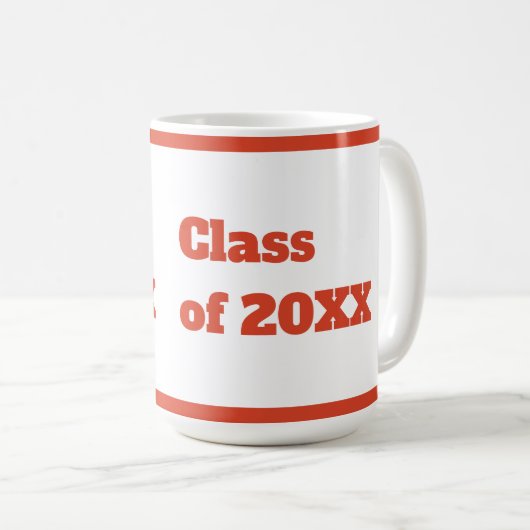 Mug Script rouge de graduation moderne (Devant droit)