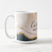 Mug Script Signature Marbre Rose Noir Or Aquarelle (Gauche)