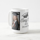 Mug Script Silver 2023 Custom Graduation Photo Café (Devant gauche)